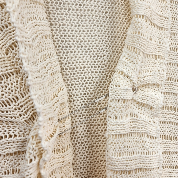 Crea Concepts Women's Cutout Neckline Knitted Open Cardigan Sweater- S - Picture 3 of 8